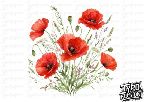 Download Poppy Meadow Spray Flower PNG - Png Collection