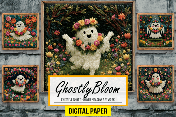 Download Cheerful Ghost Flower Meadow Artwork PNG - Png Collection