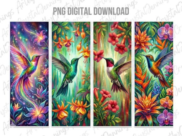 Download Vibrant Colorful Floral Hummingbird PNG - Png Collection