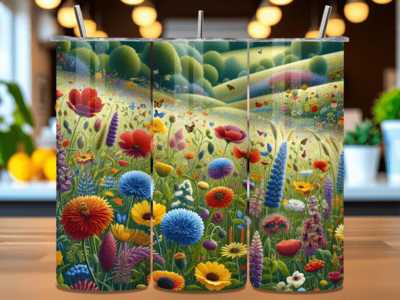 Download Colorful Flower Meadow Tumbler Wrap PNG - Png Collection
