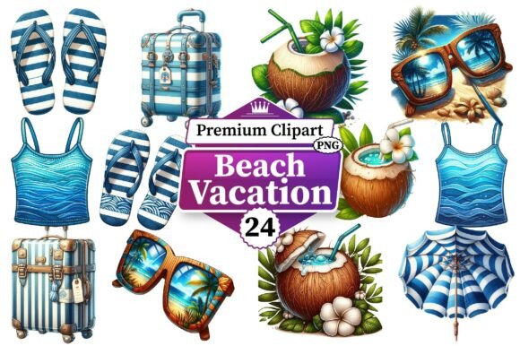 Download Beach Vacation Clipart Bundle PNG - Png Collection